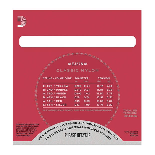 سیم گیتار کلاسیک داداریو D'Addario EJ27N Student Nylon Normal Tension