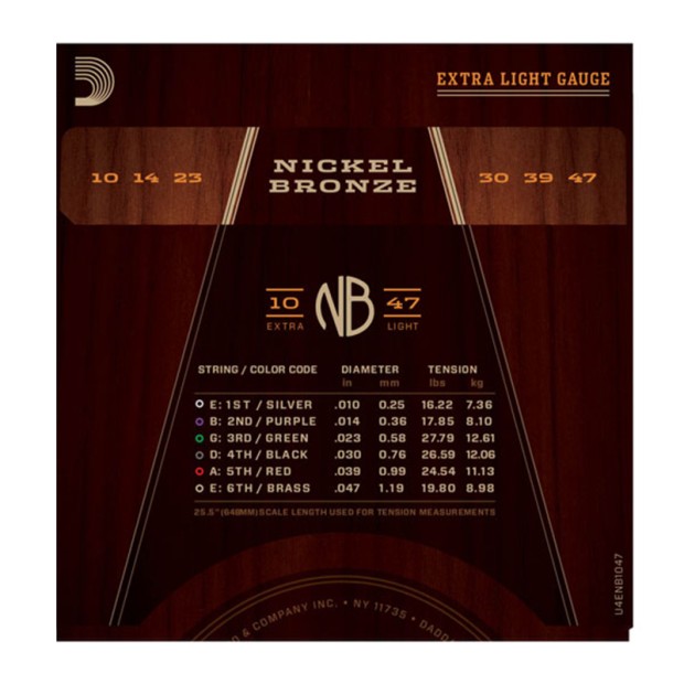 سیم گیتار آکوستیک داداریو D'Addario NB1047 Nickel Bronze Acoustic Strings