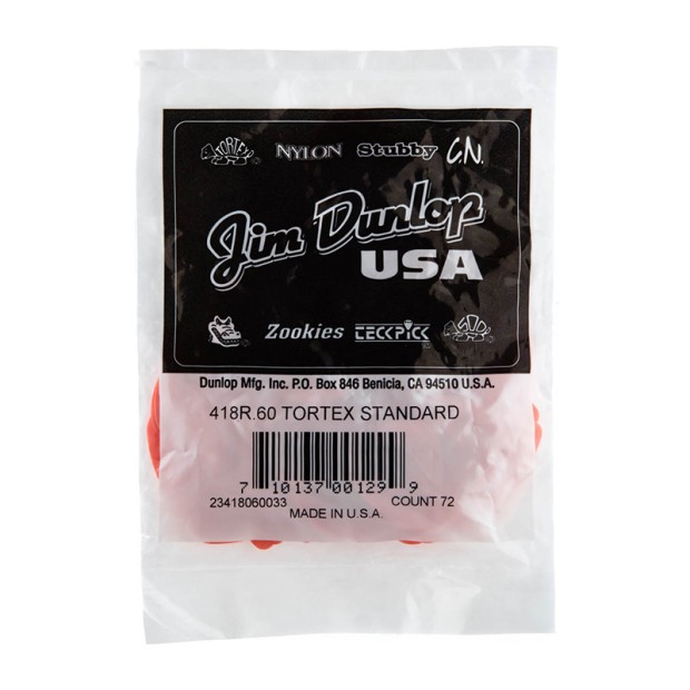 پیک گیتار دانلوپ Dunlop 418R 0.60mm Tortex Standard Orange Guitar Pick