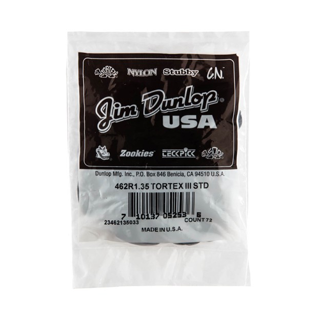 پیک گیتار دانلوپ Dunlop 462R 1.35mm Tortex III  Black Guitar Pick
