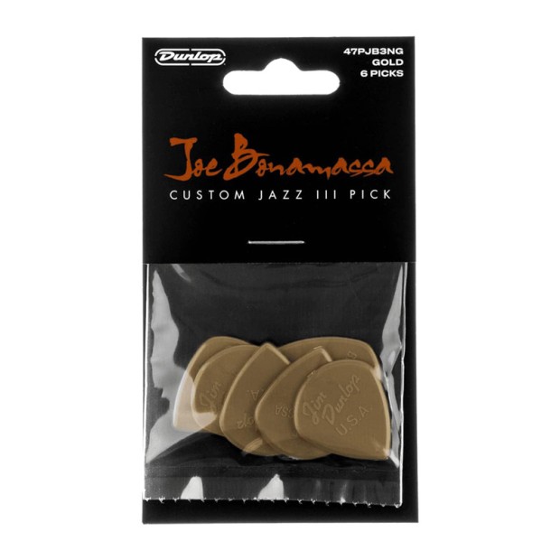پیک گیتار دانلوپ Dunlop Joe Bonamassa Jazz III Gold 1.38mm 6-Pack