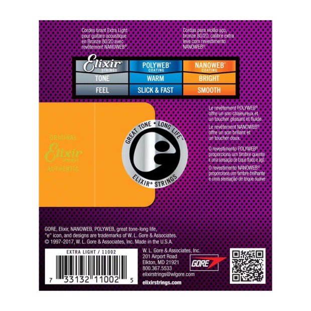 سیم گیتار آکوستیک الکسیر Elixir 10-47 Nanoweb