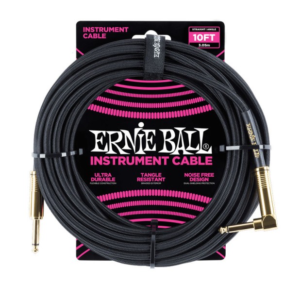 کابل رابط ارنی بال Ernie Ball 6081 Braided Straight Angle 3.05m Black