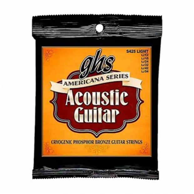 سیم گیتار آکوستیک جی اچ اس GHS S425 Americana Series Acoustic Guitar Strings 12-54