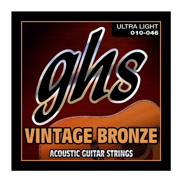 سیم گیتار آکوستیک جی اچ اس GHS Vintage Bronze Acoustic Guitar Strings 10-46