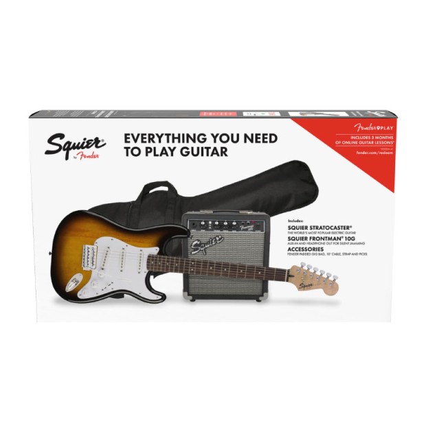 گیتار الکتریک فندر Fender Squier Stratocaster Pack LRL Brown Sunburst