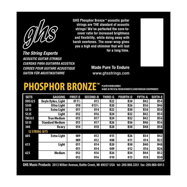 سیم گیتار آکوستیک جی اچ اس Ghs Phosphor Bronze Acoustic Guitar Strings 11-50