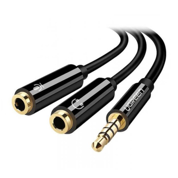 کابل رابط یوگرین UGREEN TRRS to 2xTRS Audio Cable 20cm Black AV141