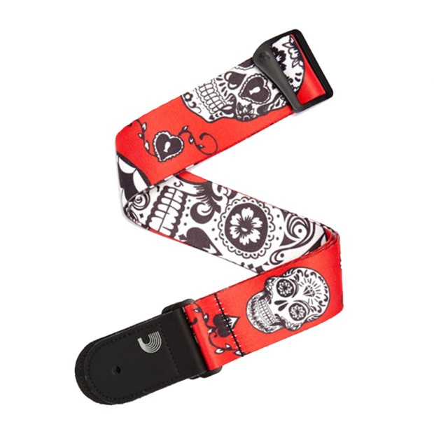 بند گیتار داداریو D'Addario Sugar Skulls Strap Red