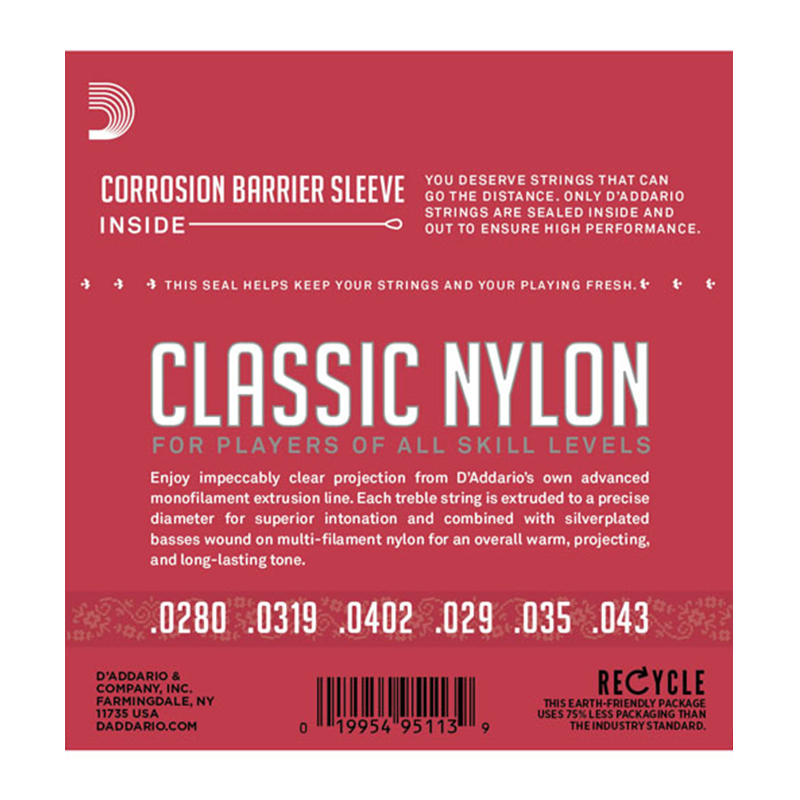 سیم گیتار کلاسیک داداریو D'Addario EJ27N Student Nylon Normal Tension