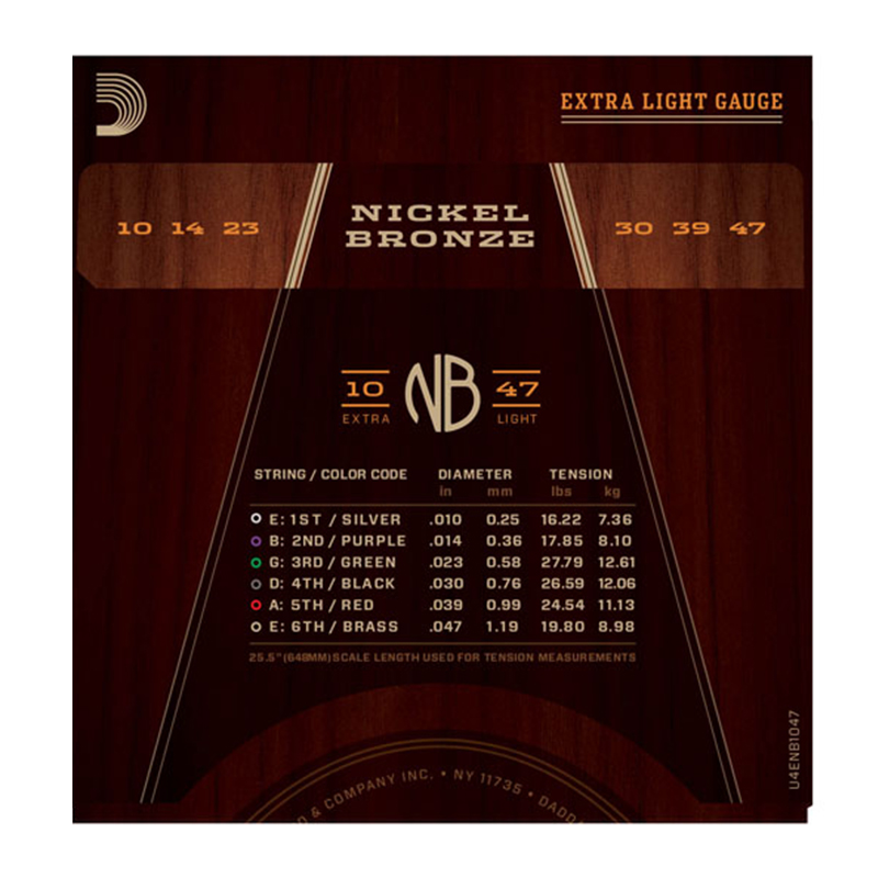سیم گیتار آکوستیک داداریو D'Addario NB1047 Nickel Bronze Acoustic Strings