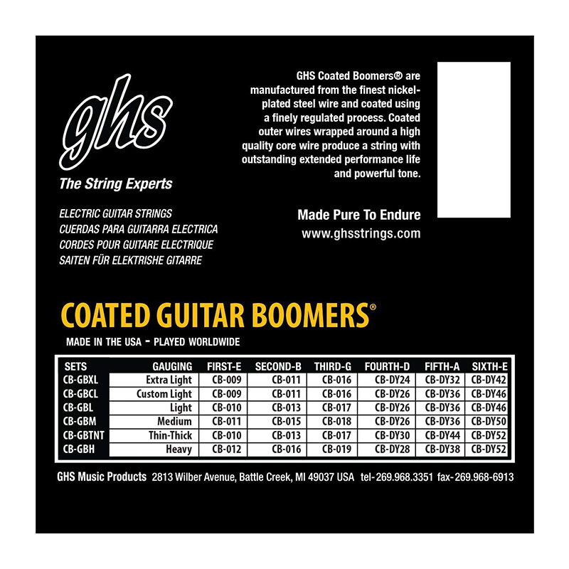 سیم گیتار الکتریک جی اچ اس GHS Coated Boomers Electric Guitar Strings 09-42