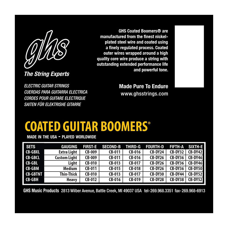 سیم گیتار الکتریک جی اچ اس GHS Coated Boomers Electric Guitar Strings 10-46