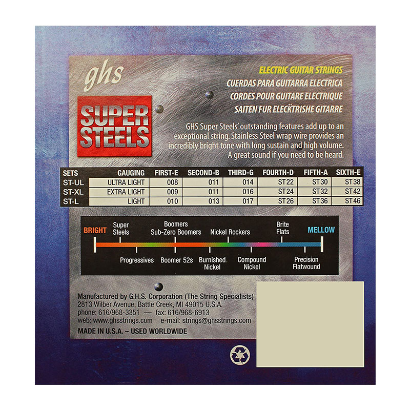 سیم گیتار الکتریک جی اچ اس GHS GBL super steels electric Guitar strings 09-42