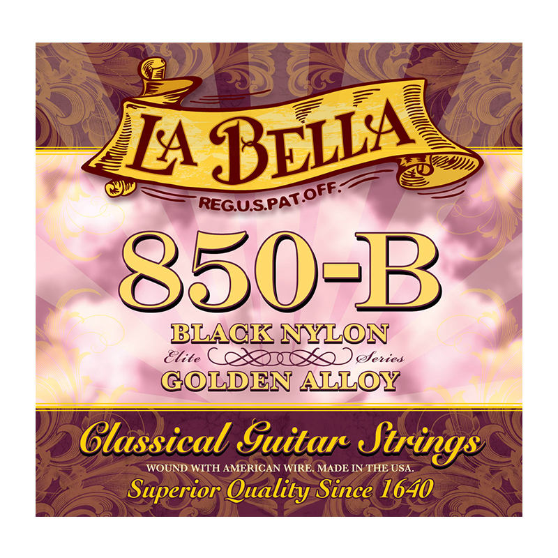 قیمت خرید فروش سیم گیتار کلاسیک لابلا La Bella 850B Elite – Black Nylon, Golden Alloy