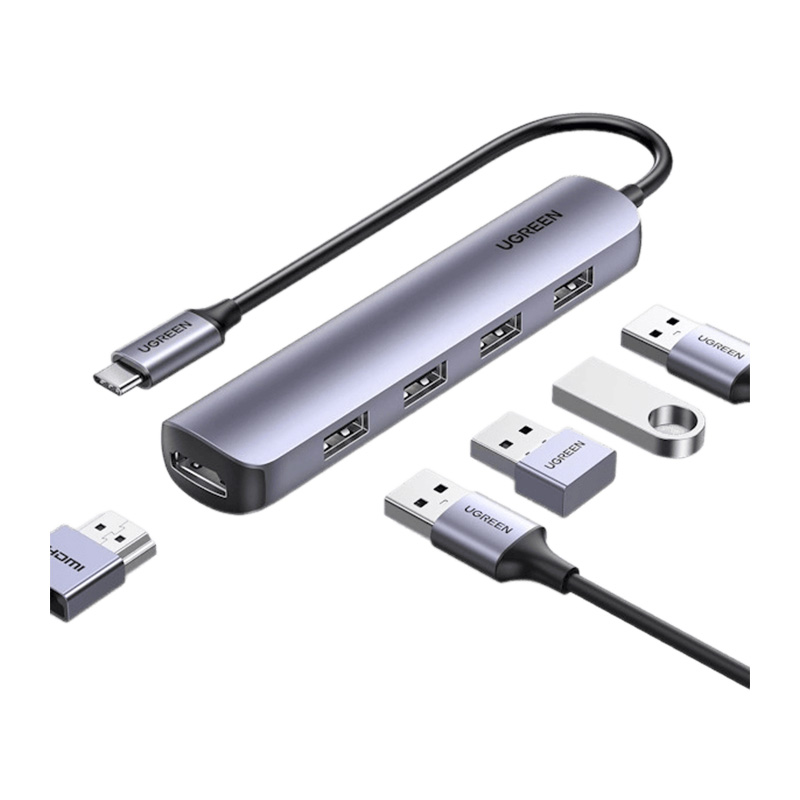 قیمت خرید فروش هاب یوگرین UGREEN 5-In-1 Multifunction Adapter USB-C to HDMI + 4xUSB 3.0 CM417 20197