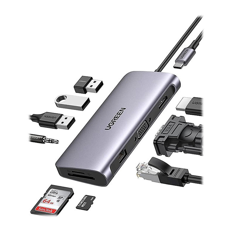 هاب یوگرین UGREEN USB-C 10-In-1 Multifunctional Adapter CM179 80133