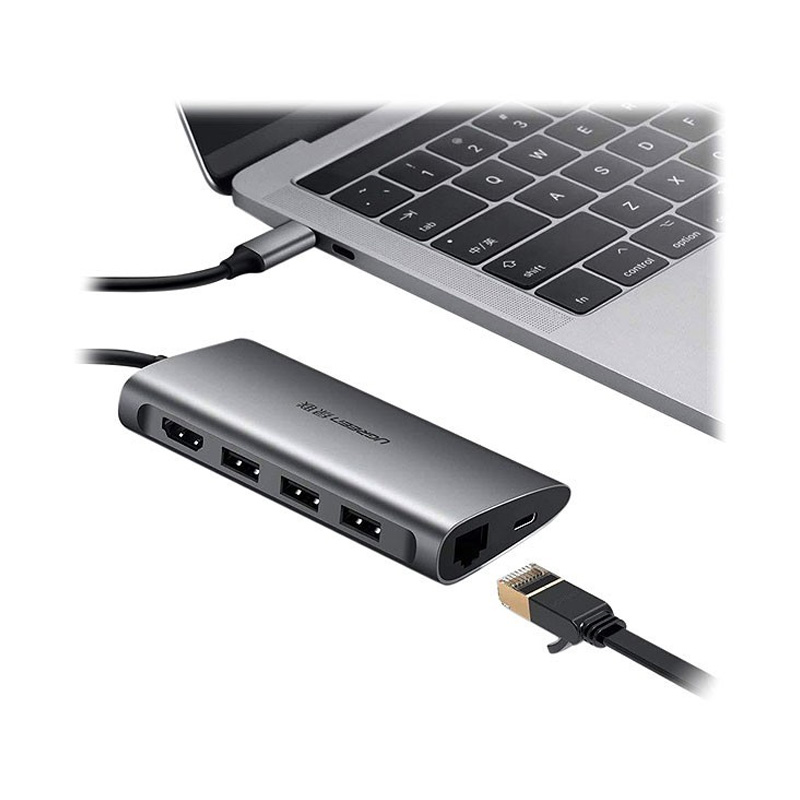 هاب یوگرین UGREEN USB-C to 3*USB 3.0 8-In-1 Multifunctional Adaptor CM121 50538